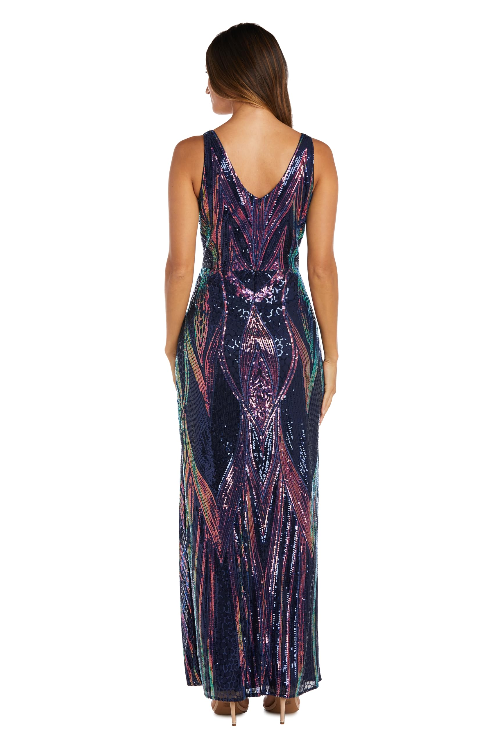 Nightway Long Sleeveless Sequined Evening Gown with High Leg Slit - Elegant Formal Dress for Prom, Gala & Special Occasions