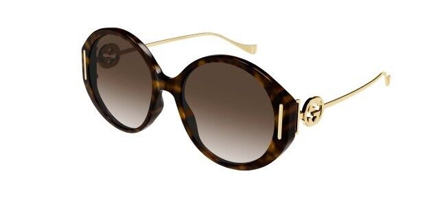 Gucci GG 1202S 003 Havana Gold/Brown Oversized Round Sunglasses for Women - Luxury Fashion Accessory for Beach, Driving & Outdoor Activities
