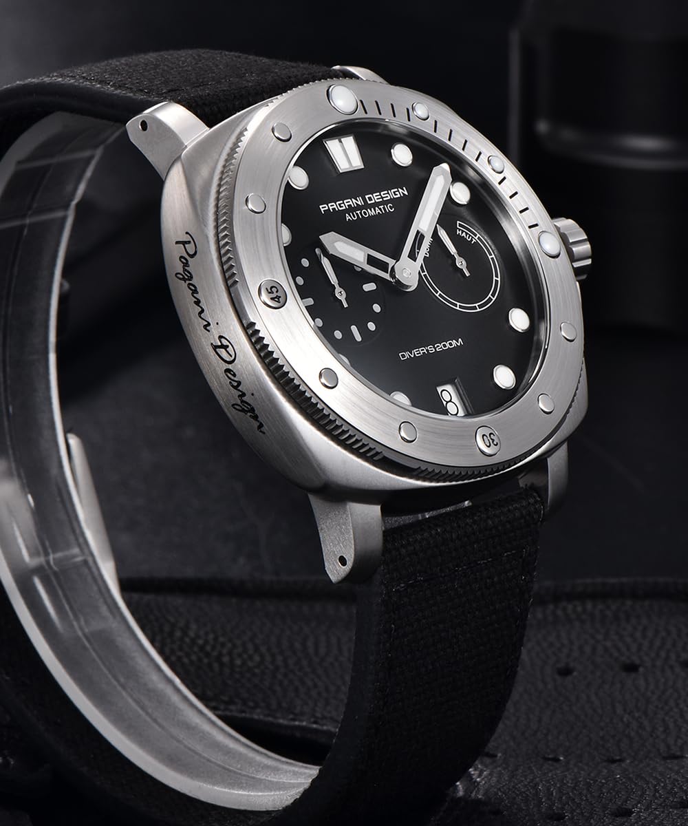 Pagani Design Men's Automatic Mechanical Watch - 200M Waterproof, Sapphire Crystal, Nylon Strap - Sporty Casual Wristwatch for Diving, Swimming & Everyday Wear