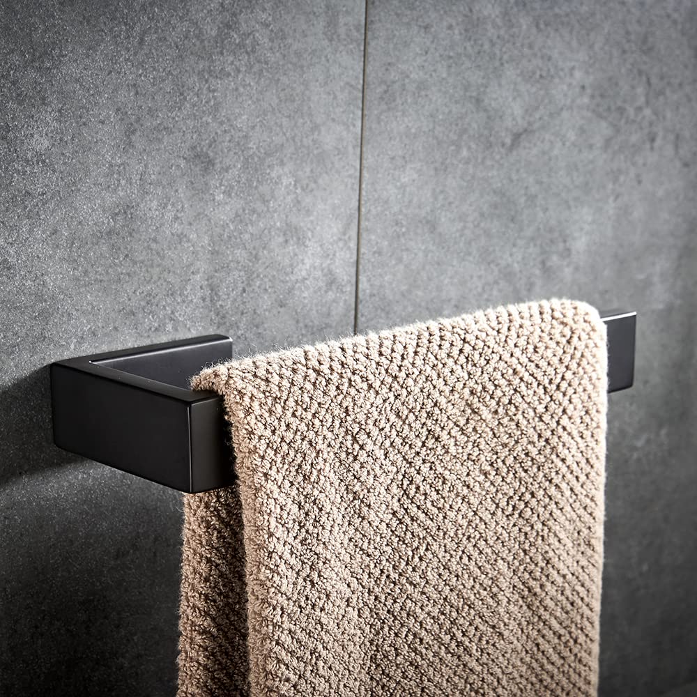 Modern Stainless Steel Wall Mounted Towel Ring Holder - Matte Black Bathroom Towel Hanger with Bracket Included - Perfect for Bathroom, Kitchen & Spa Decor