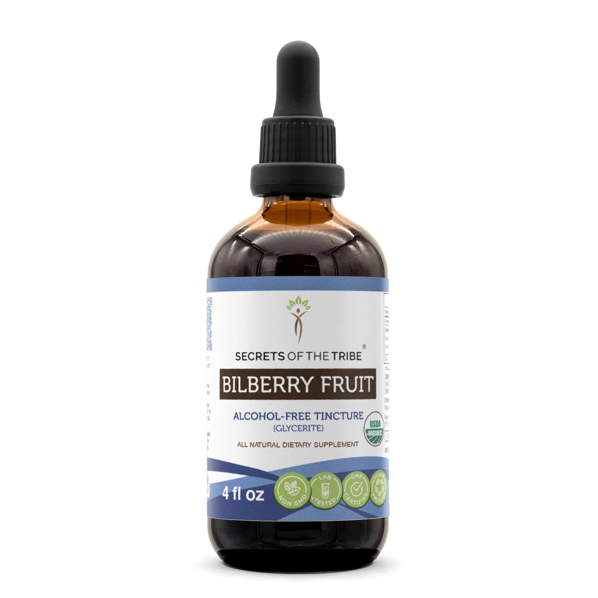 Organic Bilberry Fruit Alcohol-Free Liquid Extract - USDA Certified, Vaccinium Myrtillus Dried Fruit Tincture Supplement (4 FL OZ) - Supports Eye Health & Antioxidant Benefits for Daily Wellness