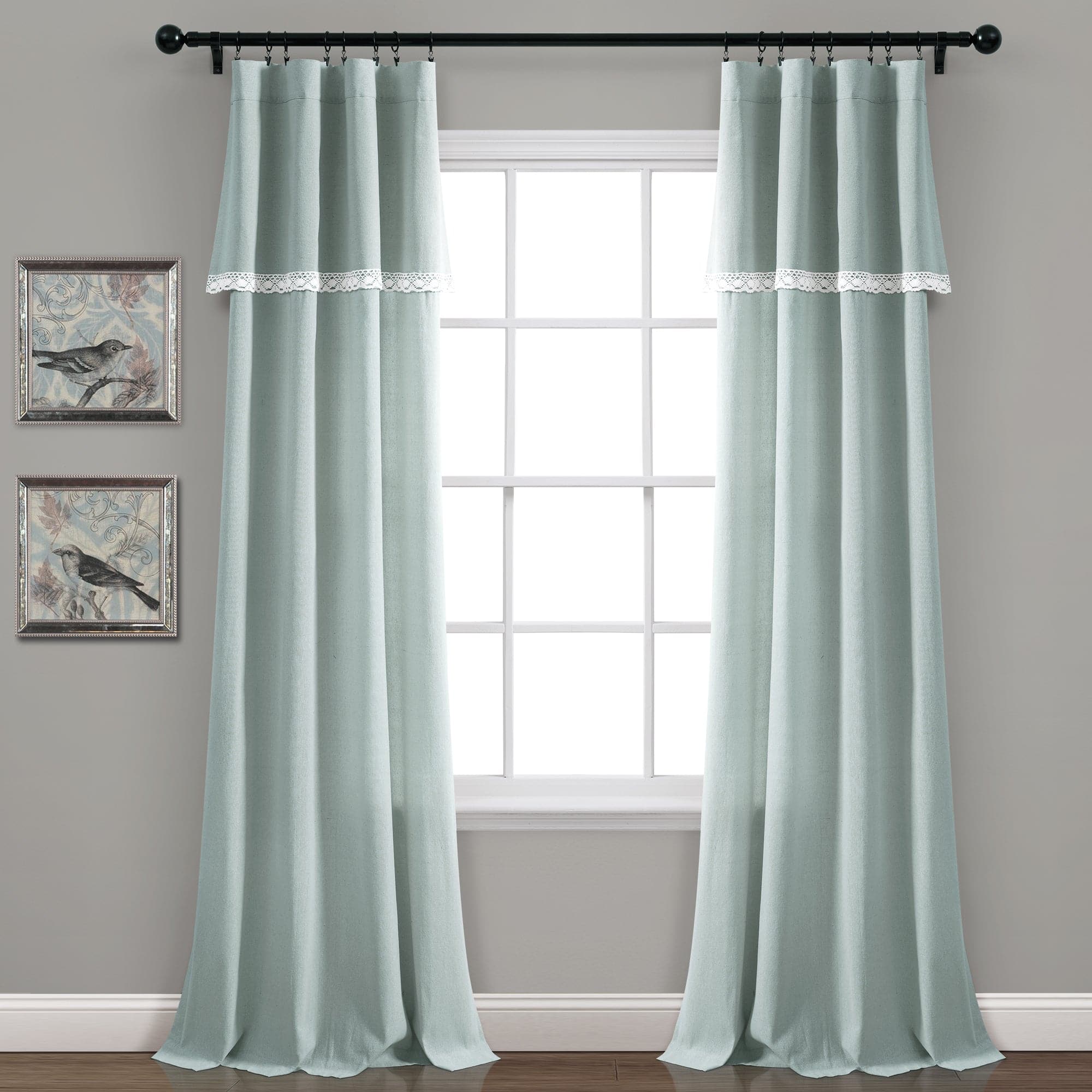 Elegant Linen Lace Window Curtain Panel Set - Light Filtering Sheer Drapes for Living Room, Bedroom & Dining Room Decor