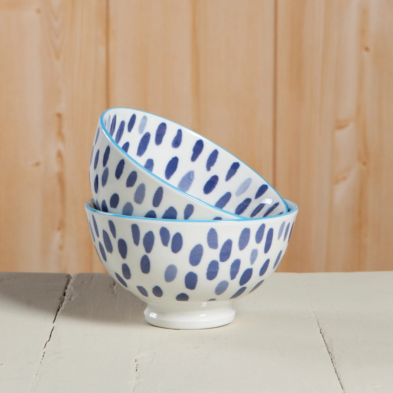 Blue Spots Bowl Set of 4 - Durable Melamine Bowls for Salads, Snacks & Cereal - Perfect for Home, Picnics & Outdoor Dining