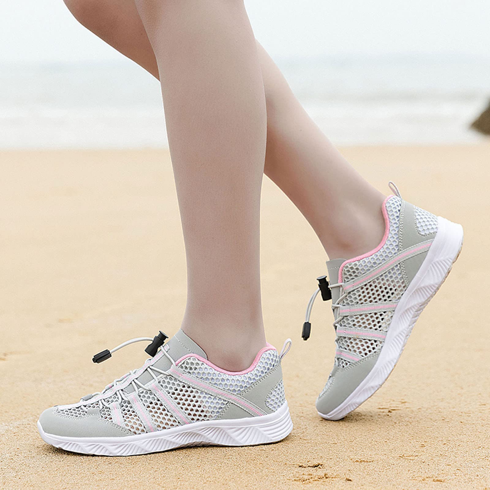 White Women's Platform Sneakers - Comfortable Athletic Running Shoes for Gym, Hiking & Casual Wear | Spring Training Shoes with Slip-On Design for Sports & Leisure Activities