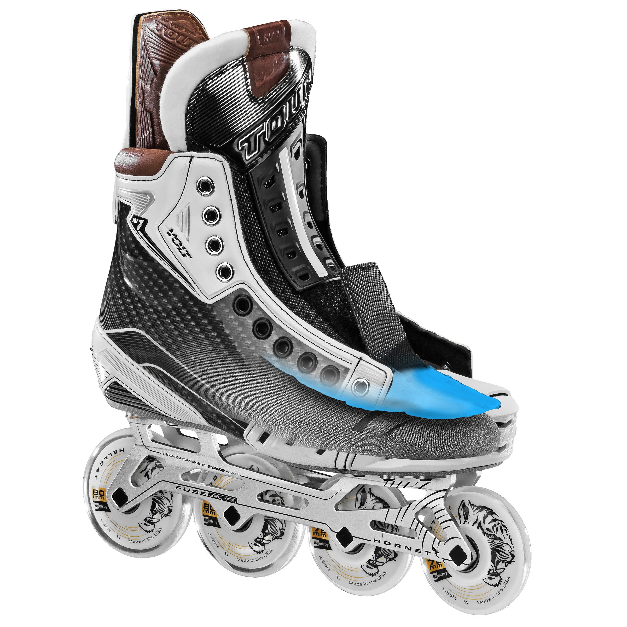Volt KV1 White Roller Hockey Skates - High Performance Inline Skates for Men & Women - Perfect for Rink Hockey, Street Skating & Fitness Training