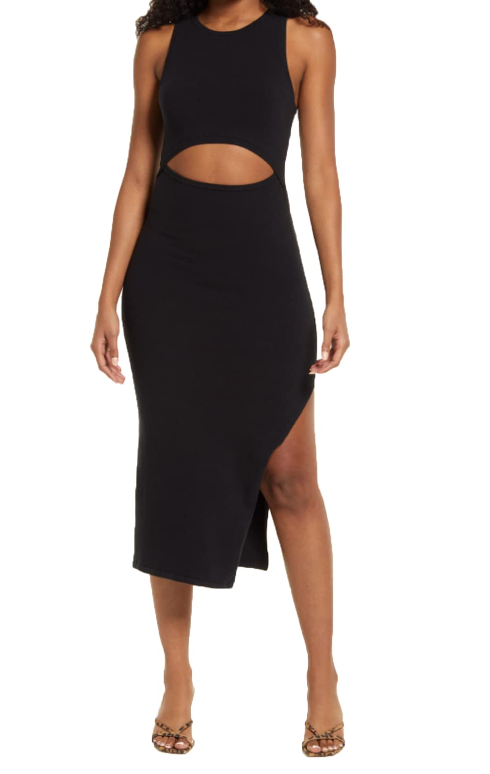 Good American Women's Peekaboo Maxi Dress - Flowy Long Sleeve Bodycon Midi Dress for Date Night, Party & Special Occasions