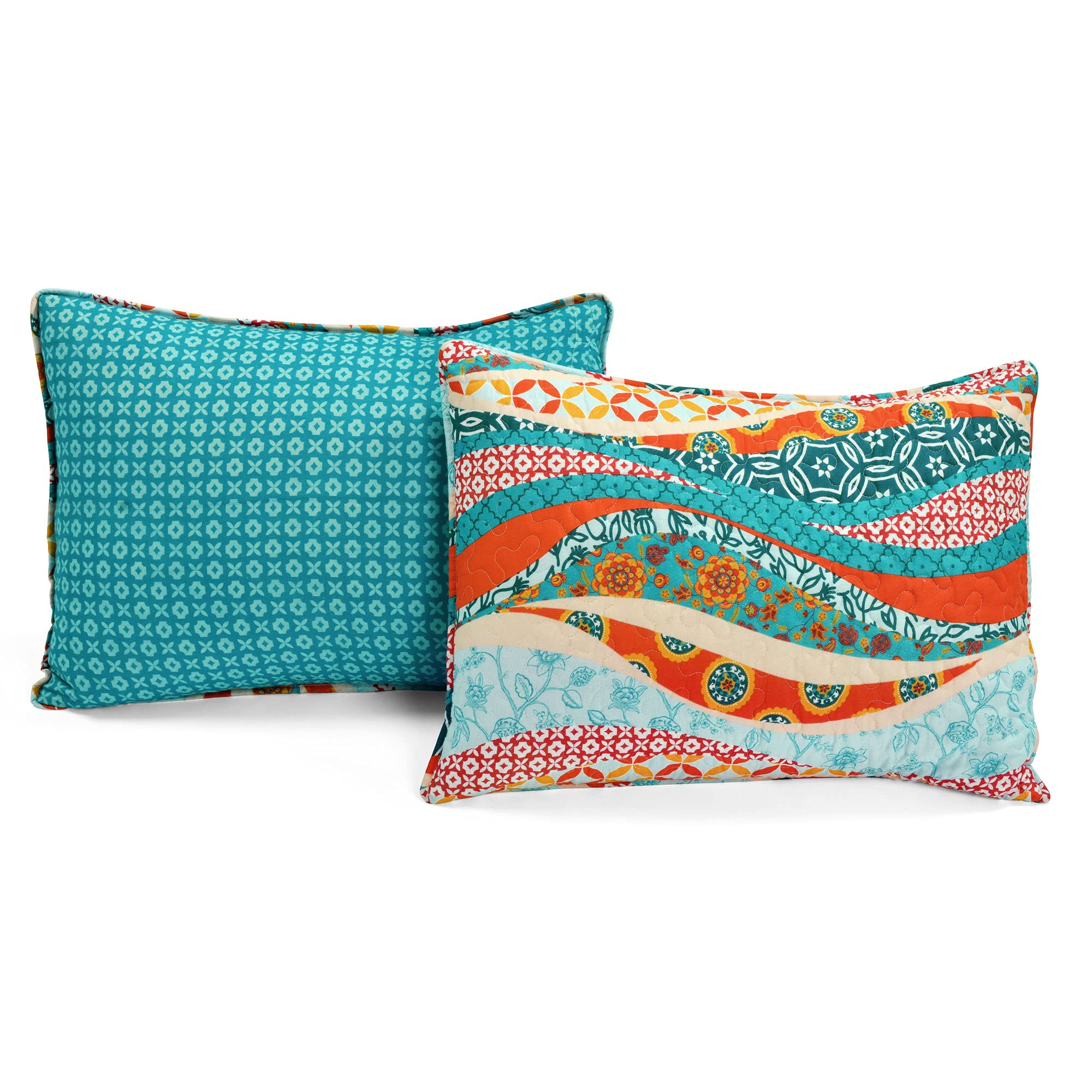 Lush Decor Hailey Reversible Quilt Set - King, Turquoise for Bedroom Decor