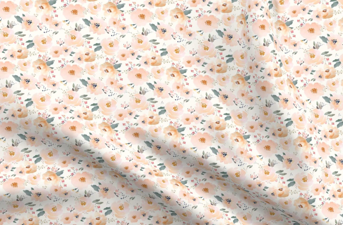 Green Blossoms Bloom Floral Watercolor Printed Minky Fabric Fat Quarter - Soft Plush Fabric for Sewing Baby Blankets, Quilt Backing & DIY Crafts - Perfect for Nursery Decor, Baby Shower Gifts & Home Decor Projects