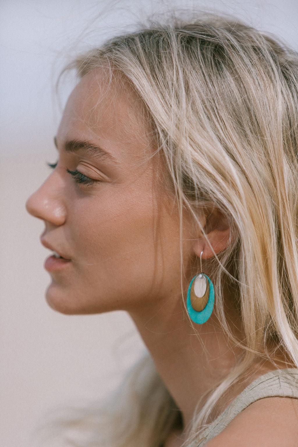 Handmade Copper Patina, Brass & Silver Disc Earrings - Boho Chic Dangle Earrings for Women - Perfect for Parties, Weddings & Everyday Wear