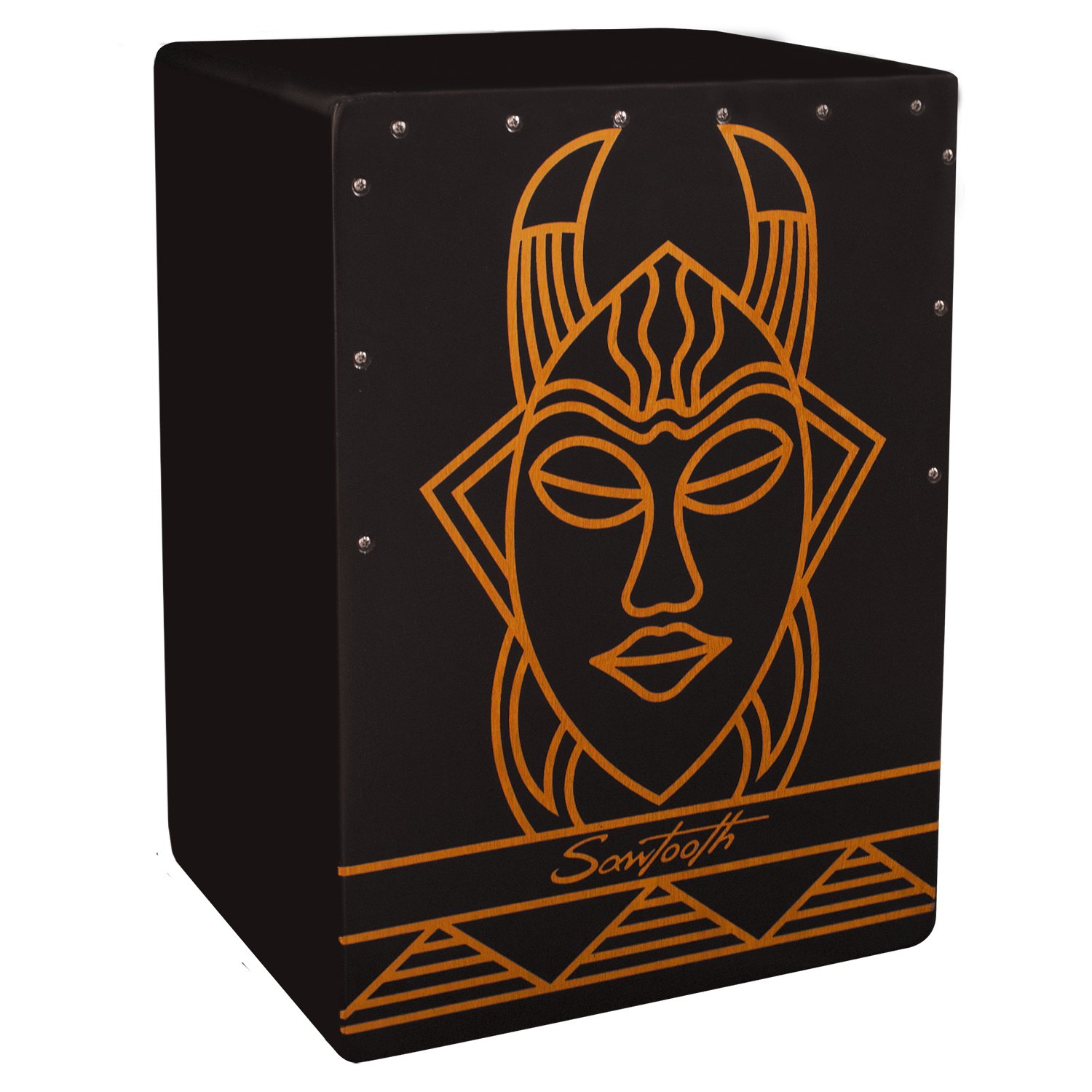 Premium Hand-Stained Sawtooth Harmony Series Cajon Drum - Satin Black Finish, Large Percussion Box for Live Performances & Studio Recording | Perfect for Musicians, Bands & Music Lovers