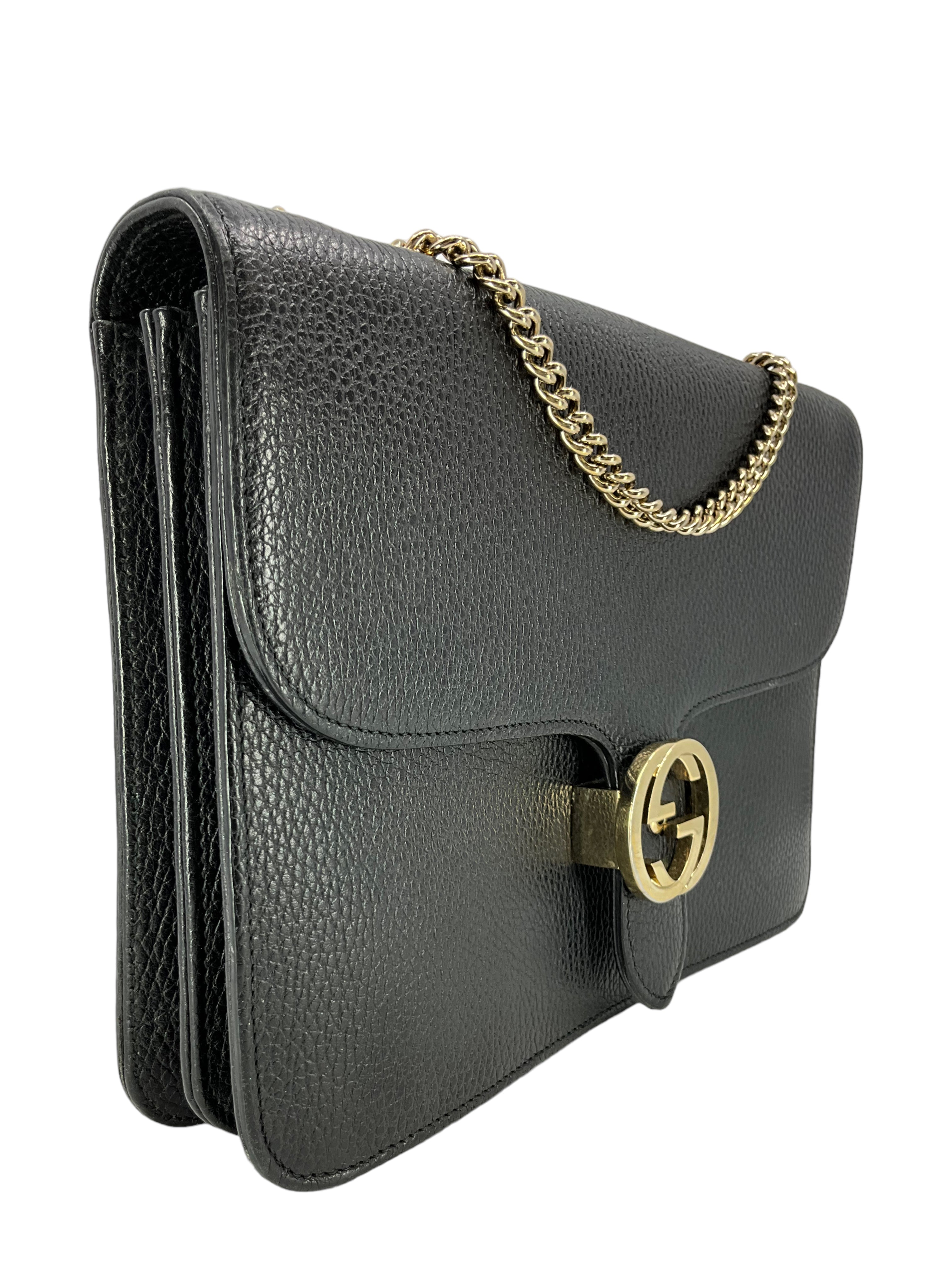 Gucci GG Interlocking Medium Dollar Leather Shoulder Bag for Women - Luxury Designer Handbag for Work, Travel & Evening Events