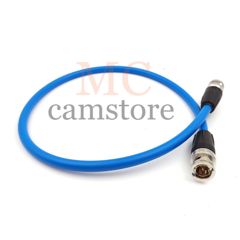 High-Quality SDI Video Cable Neutrik BNC to BNC Coiled Cable - 50cm (19.7in) - Compatible with SmallHD, Canare & Professional Video Equipment - Durable Blue Coaxial Cable for Studio, Broadcast & Live Production Use