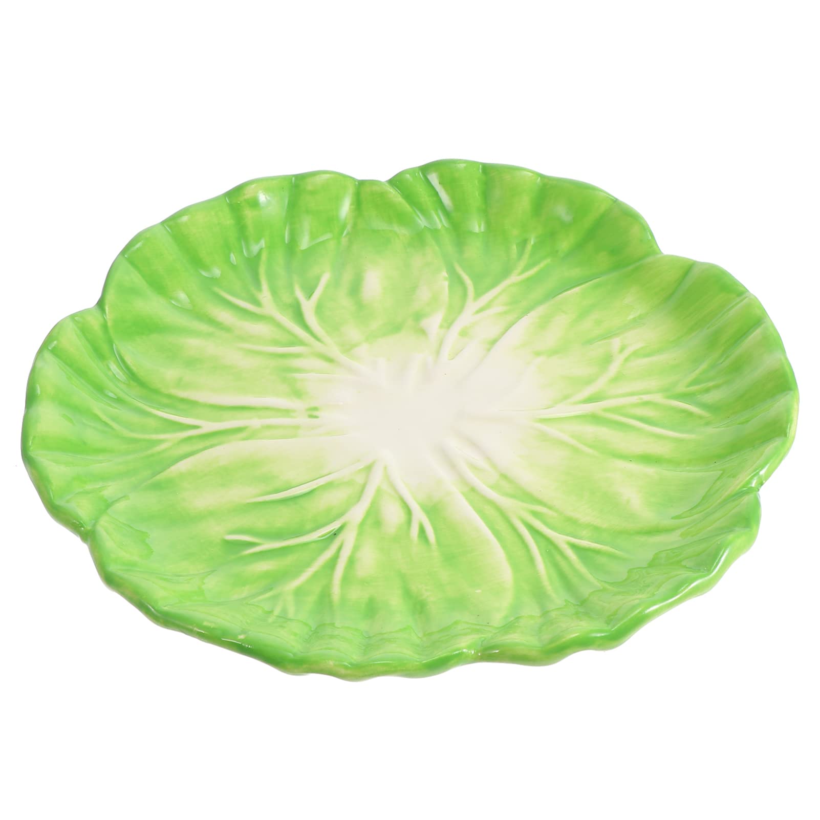 Angoily Ceramic Serving Tray - Cabbage Design Appetizer Plate for Dessert, Salad, Fruit & Vegetable Display - Eco-Friendly Food Dish for Parties, Picnics & Home Dining (Green)