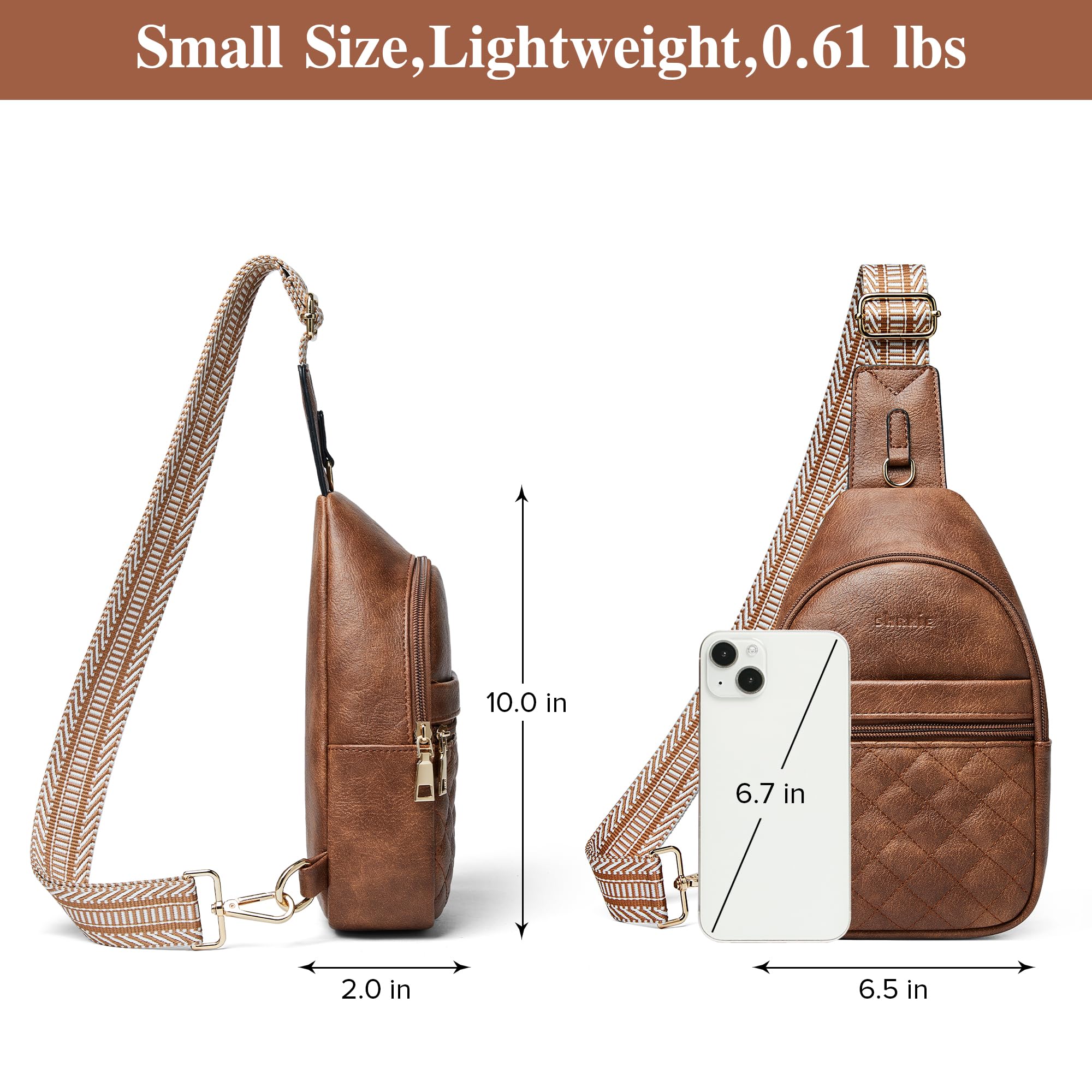 Shrrie Women's Quilted Leather Crossbody Sling Bag - Adjustable Strap Fanny Pack Purse for Everyday Use, Travel & Shopping