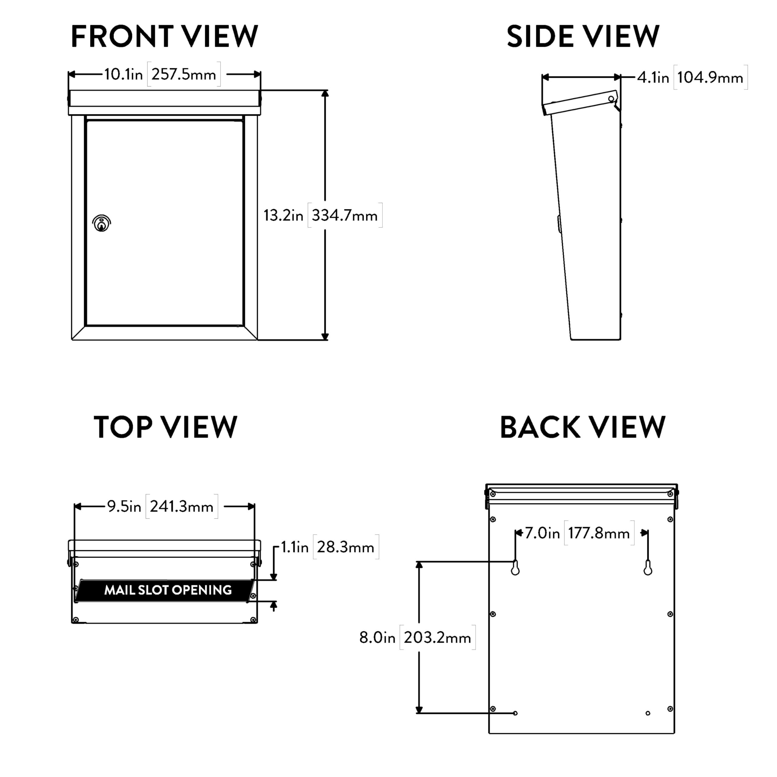 ARCHITECTURAL MAILBOXES 2580B-10 Chelsea Black Locking Wall Mount Mailbox - Medium Size, Secure Mailbox for Home & Office - Perfect for Apartments, Houses & Commercial Buildings