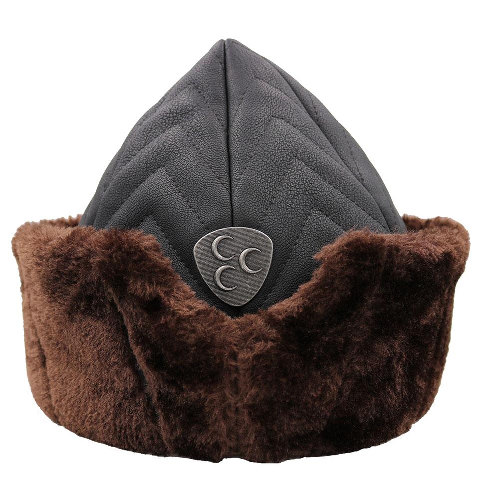 Authentic Bork Ertugrul Fur Leather Hat for Kids - Ottoman Style Winter Hat for Boys & Girls - Perfect for Cosplay, Historical Reenactment & Cold Weather Protection