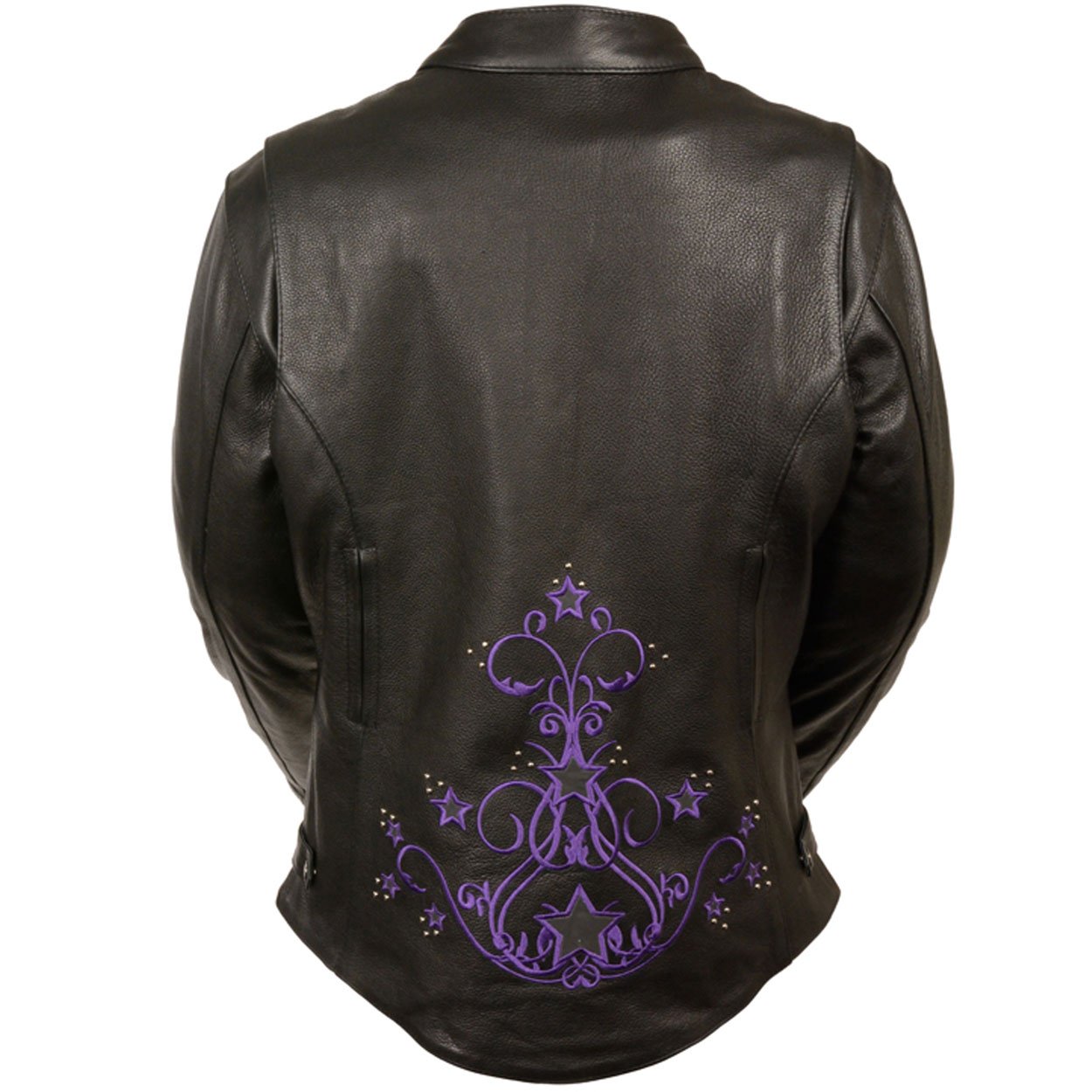 Women's Reflective Star Embroidery Leather Jacket - Stylish Biker Jacket for Night Visibility | Perfect for Motorcycle Riding, Night Outfits & Fashion Statements