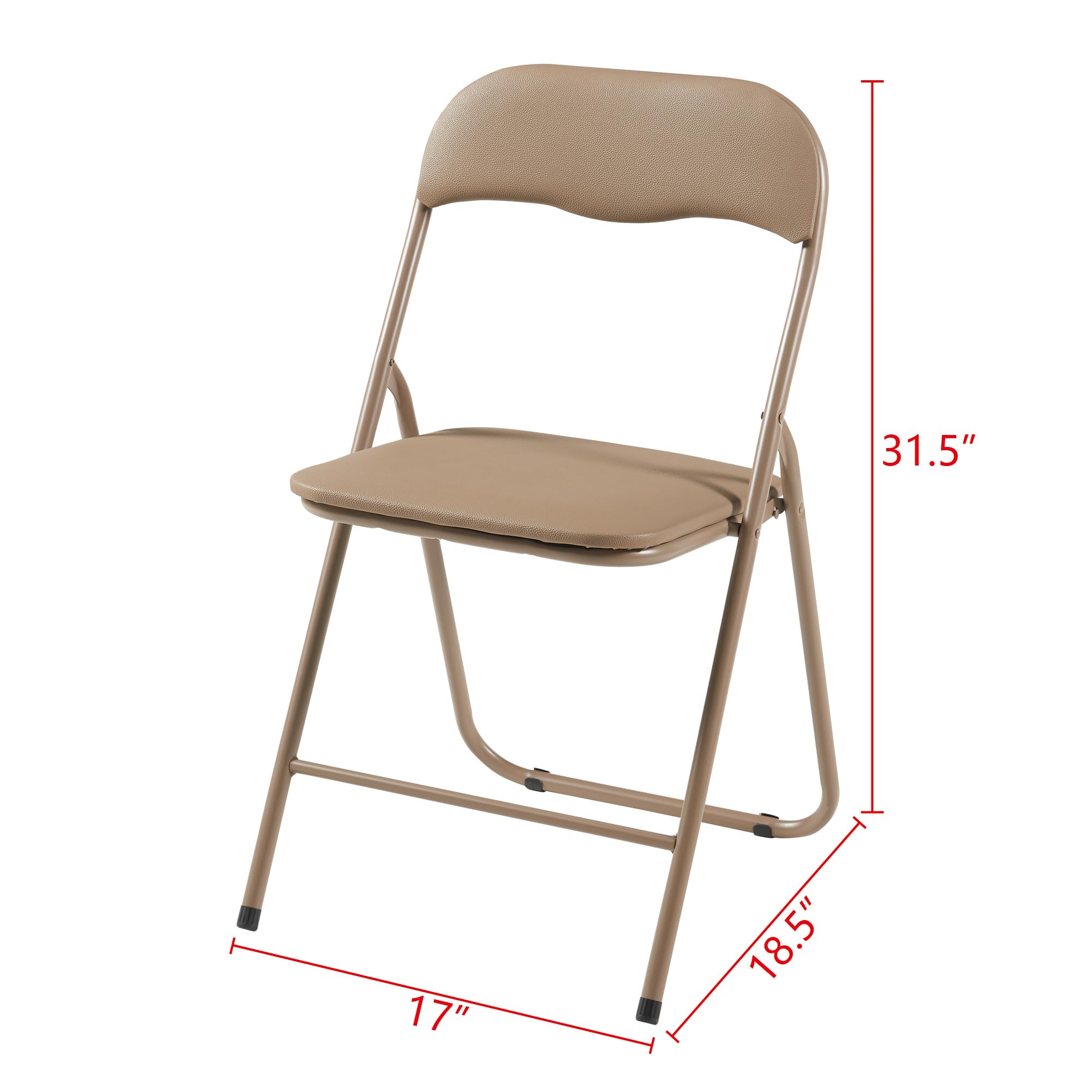Panana Folding Chairs with Padded Seat & Back Support - Heavy Duty Metal Frame Indoor Outdoor Chairs for Home, Office, Patio, Camping & Events (Khaki, 4 Pack) - Perfect for Parties, BBQs & Extra Seating