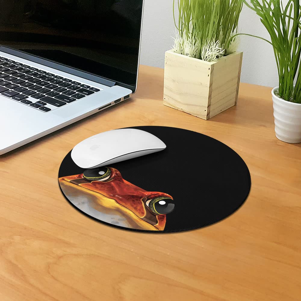 Non-Slip Round Mouse Pad with Cute Red Tomato Frog Design - Ergonomic Desk Mat for Home Office, Gaming & Computer Work (Perfect for Workstations, Laptops & PC Setups)