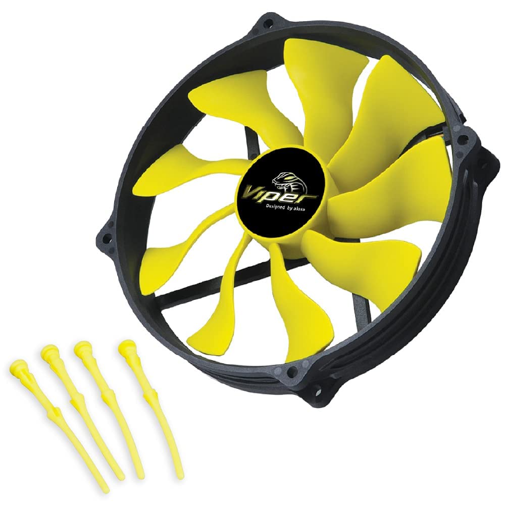 Akasa 140mm Viper R PWM Case Fan - High Airflow S-Flow Fan with HDB Long Lifespan Bearing & Anti-Vibration Rubber Mounts - Ideal for CPU Cooling, Heatsink Ventilation, and PC Case Airflow - Perfect for Gaming PCs, Workstations, and Home Office Setups