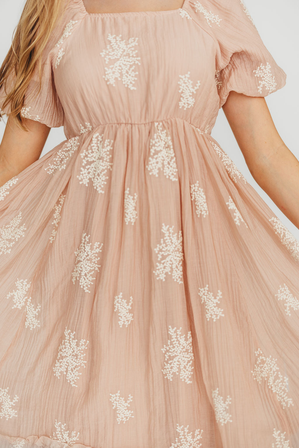 Hallie Embroidered Maxi Dress in Blush Pink - Bump Friendly Maternity Dress with Inclusive Sizing (S-3XL) | Perfect for Weddings, Baby Showers & Summer Vacations