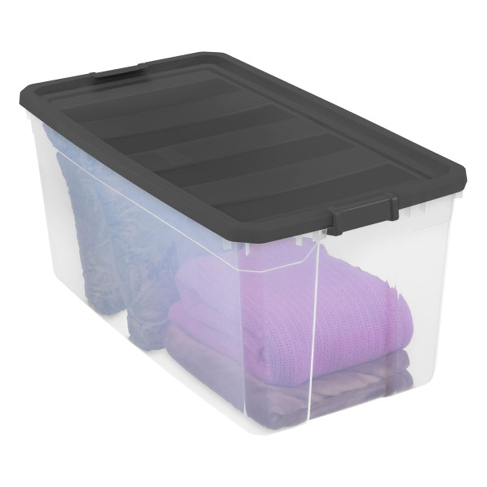 Sterilite 3-Pack Modular Stacker Box - Clear Plastic Storage Bins with Secure Latching Lids (200 Quart) - Ideal for Home Organization, Garage Storage & Moving Supplies