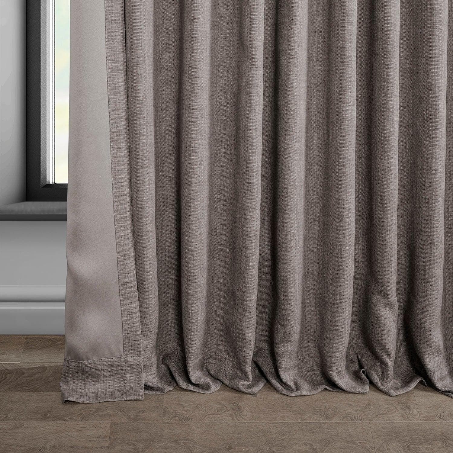 Extra Wide Textured Faux Linen Blackout Curtains - Thermal Insulated Window Drapes for Bedroom & Living Room (Mink Color, Room Darkening)