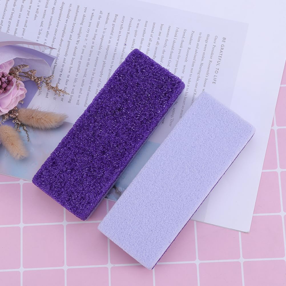 4-Pack Double Sided Pumice Stone for Feet - Professional Hard Skin Remover & Cracked Heel Exfoliator - Pedicure Tools for Soft Smooth Feet - Perfect for Home Spa, Foot Care Routine & Cracked Heel Treatment (Purple)