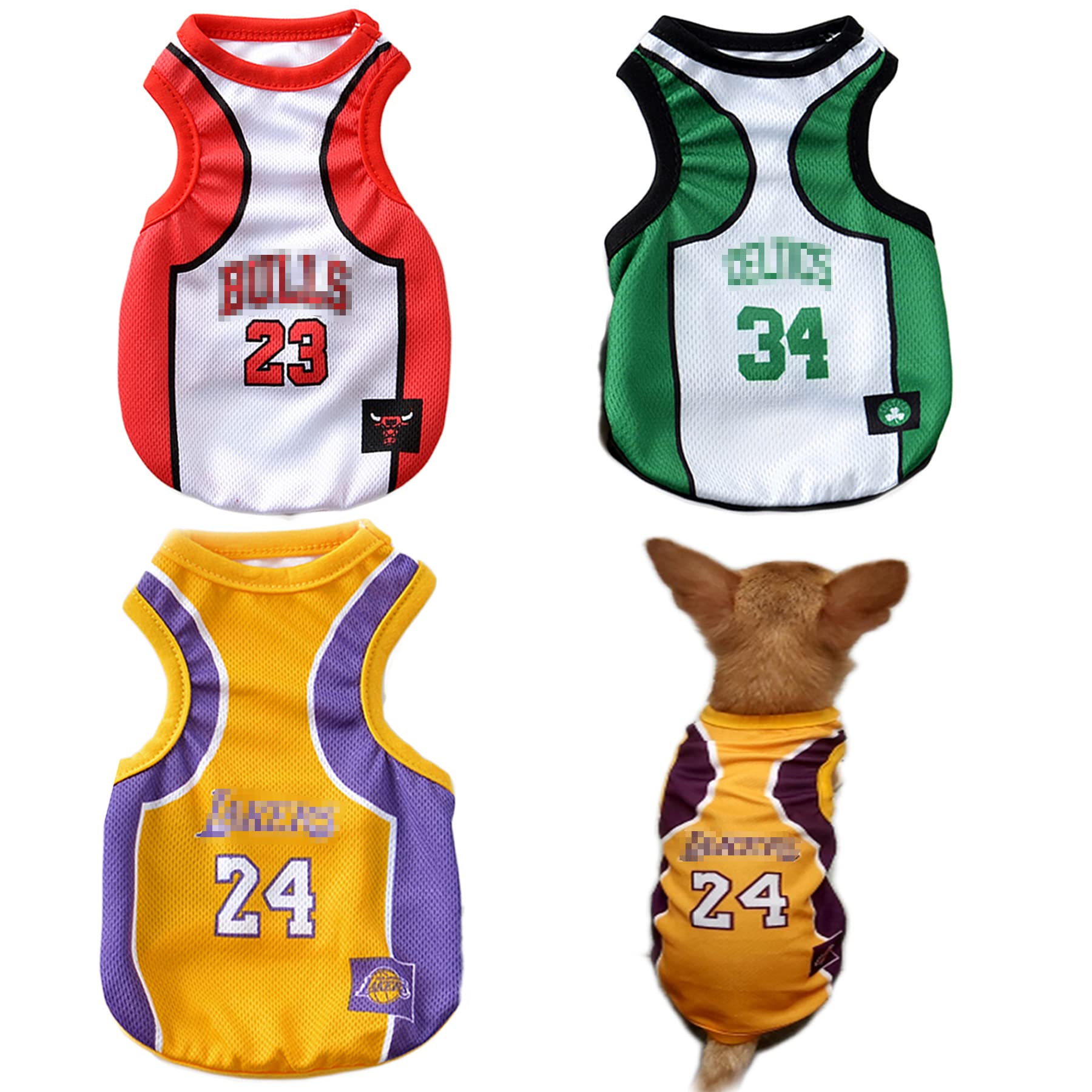 3 Pack Dog Clothes for Small & Medium Dogs - Cute Puppy Outfits for Chihuahua, Yorkie, Bulldog - Basketball Jersey Pet Shirts & Apparel for Boy & Girl Dogs - Perfect for Pet Parties, Photo Shoots & Daily Walks