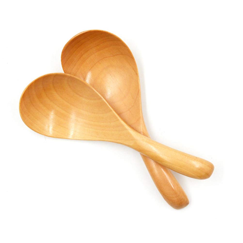 DOITOOL 2-Pack Wooden Kitchen Spoons - Rice Cooker Spoon & Soup Ladle Set - Natural Wooden Utensils for Cooking, Stirring, Serving - Perfect for Rice, Soup, Dessert & Ceramic Cookware - Essential Home Kitchen Supplies & Cooking Accessories