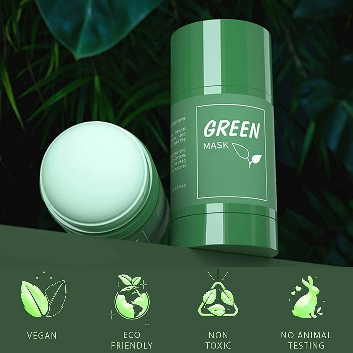 Huda Green Tea Clay Stick Mask - Blackhead Remover & Acne Treatment | Oil Control & Deep Pore Cleanser | Purifying Solid Face Mask for Men & Women | Perfect for Daily Skincare & Travel