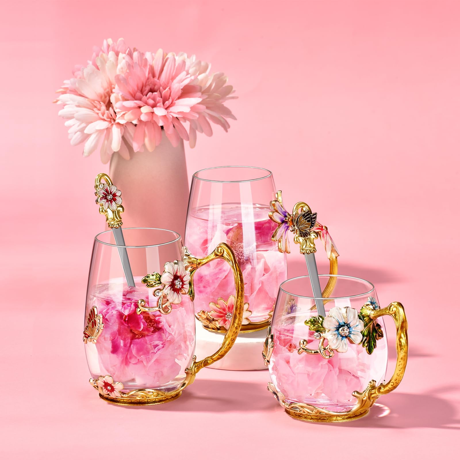 Wisolt Glass Tea & Coffee Mug with Spoon Set - Perfect Gift for Mom, Grandma, Sister, Teacher & Friends - Ideal for Mother's Day, Christmas, Anniversary & Valentine's Day - Great for Home, Office & Relaxing Tea Time