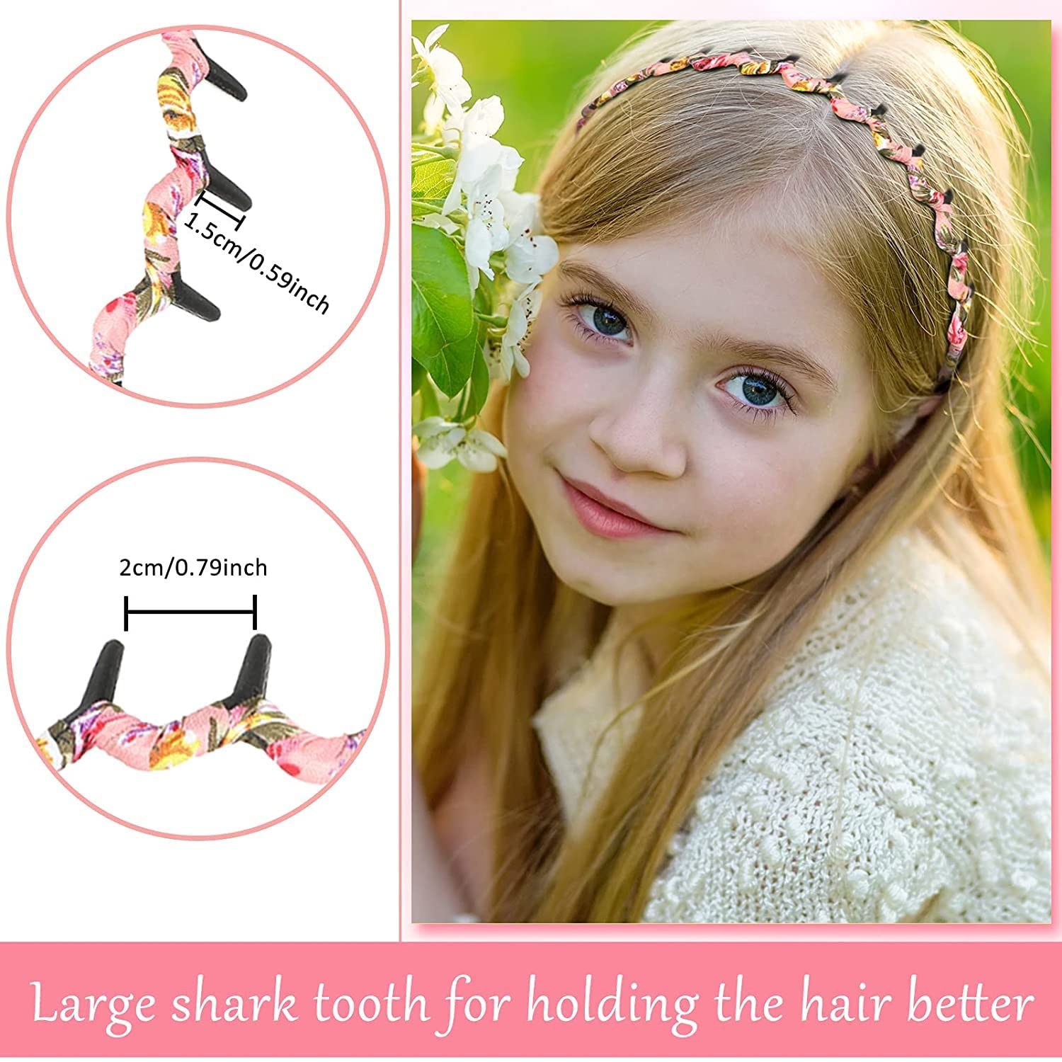 BELICIA 6-Pack Wavy Zigzag Shark Tooth Hairbands - Stylish Plastic Headwraps with Cloth Cover for Women & Girls (6 Chic Colors) - Perfect for Parties, Weddings & Everyday Fashion Accessories