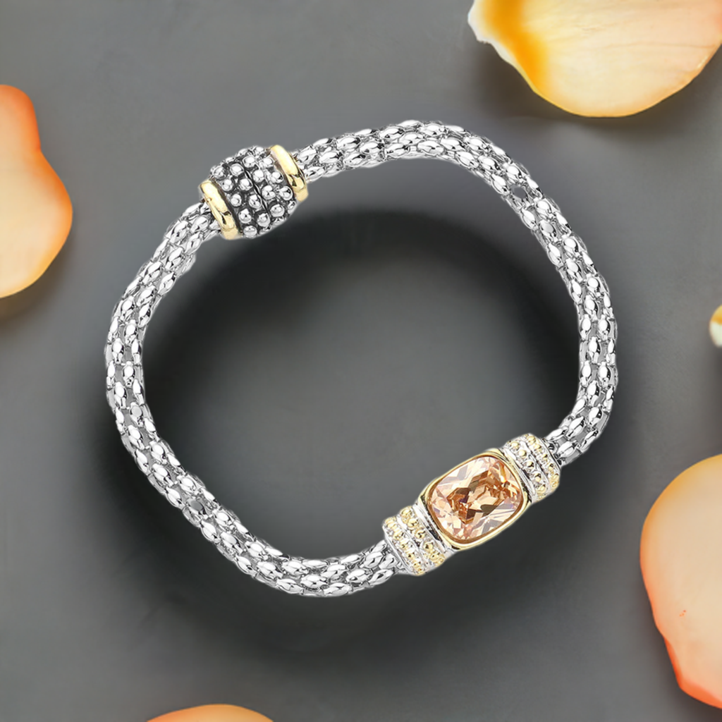 Peach CZ Classic Chain Bracelet for Women - Elegant Cubic Zirconia Jewelry for Everyday Wear, Parties & Special Occasions | M H W ACCESSORIES