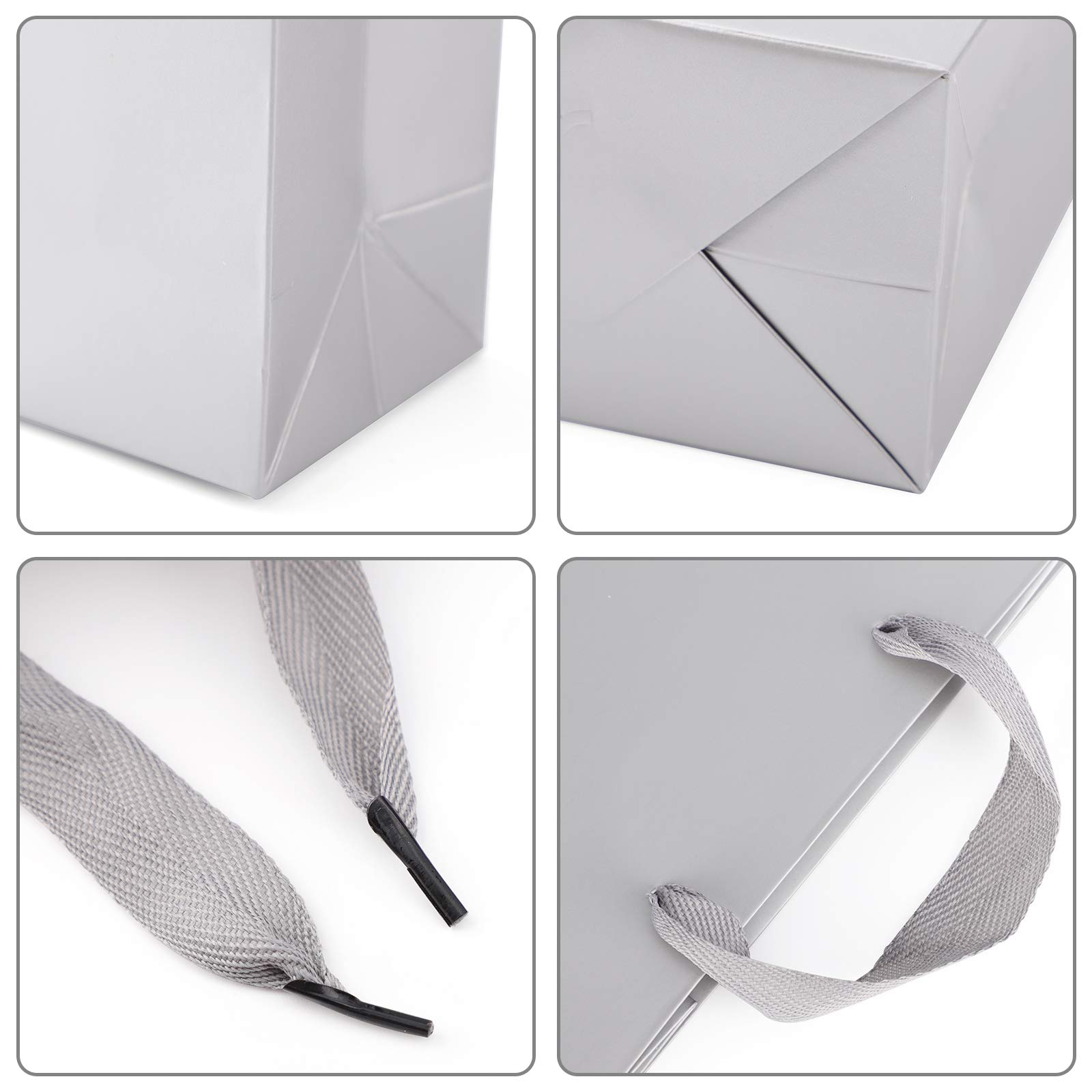 EUSOAR 20pcs Kraft Paper Gift Bags with Handles 7.8x3.9x11 Inches - Thick Sturdy Grey Shopping Bags for Retail, Wedding Favors, Birthday Party, Business Conference & Holiday Gifts Packaging