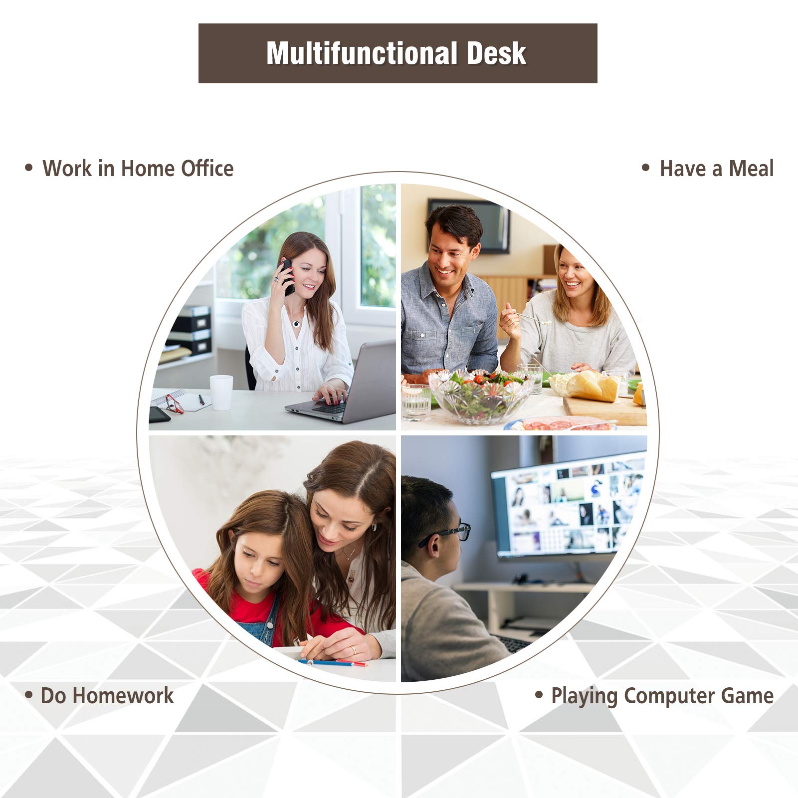 KOTEK Corner Desk with Drawer and Shelves - Wooden Home Office Desk, Triangle Computer Desk for Small Spaces, Writing Study Desk with Storage, Makeup Vanity Table (Coffee & Black) - Perfect for Home Office, Gaming Setup, Dorm Room & Bedroom Workspace
