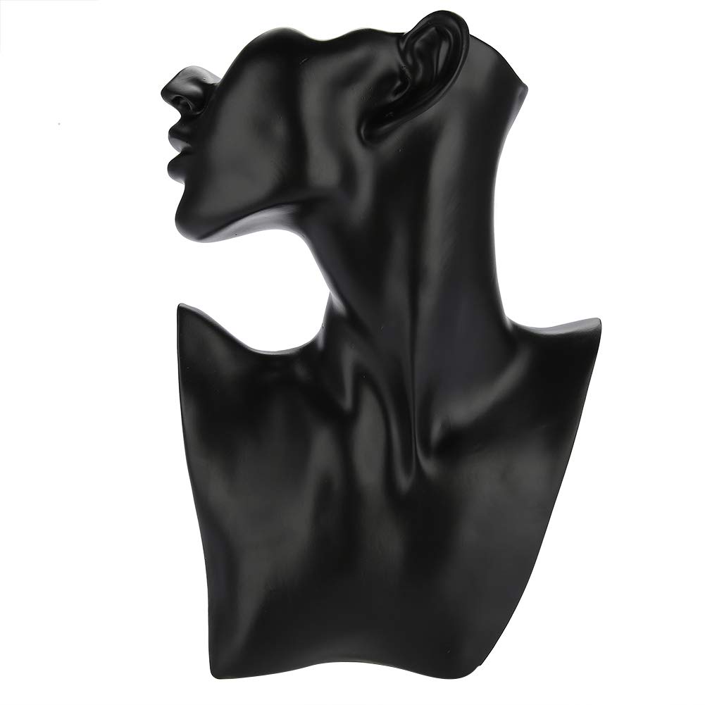 Elegant Black Jewelry Display Mannequin Bust Stand - Necklace & Earring Holder for Pendant Jewelry - Perfect for Boutique, Retail Store, and Trade Show Displays
