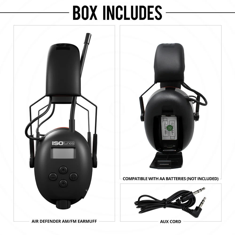 ISOtunes IT 91 AIR DEFENDER AM/FM Radio Hearing Protection Earmuffs - Noise Canceling Safety Ear Muffs for Shooting, Construction & Outdoor Work