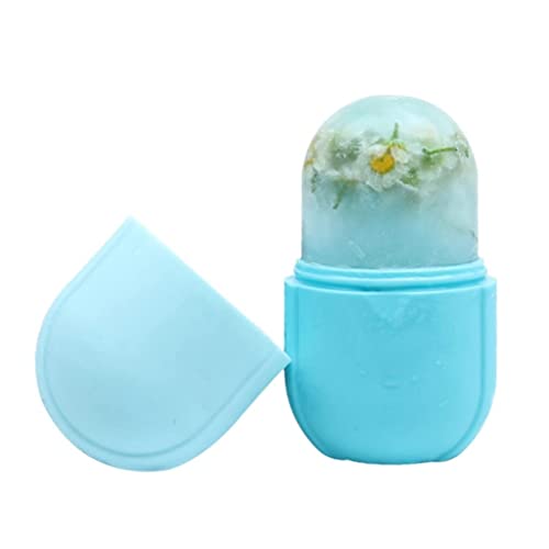 Pocexhh Ice Face Roller for Skin Care - Cooling Facial Massager for Eyes & Neck, Reusable Silicone Ice Roller for Puffiness & Wrinkles (Blue) - Perfect for Morning Routine & Post-Workout Recovery