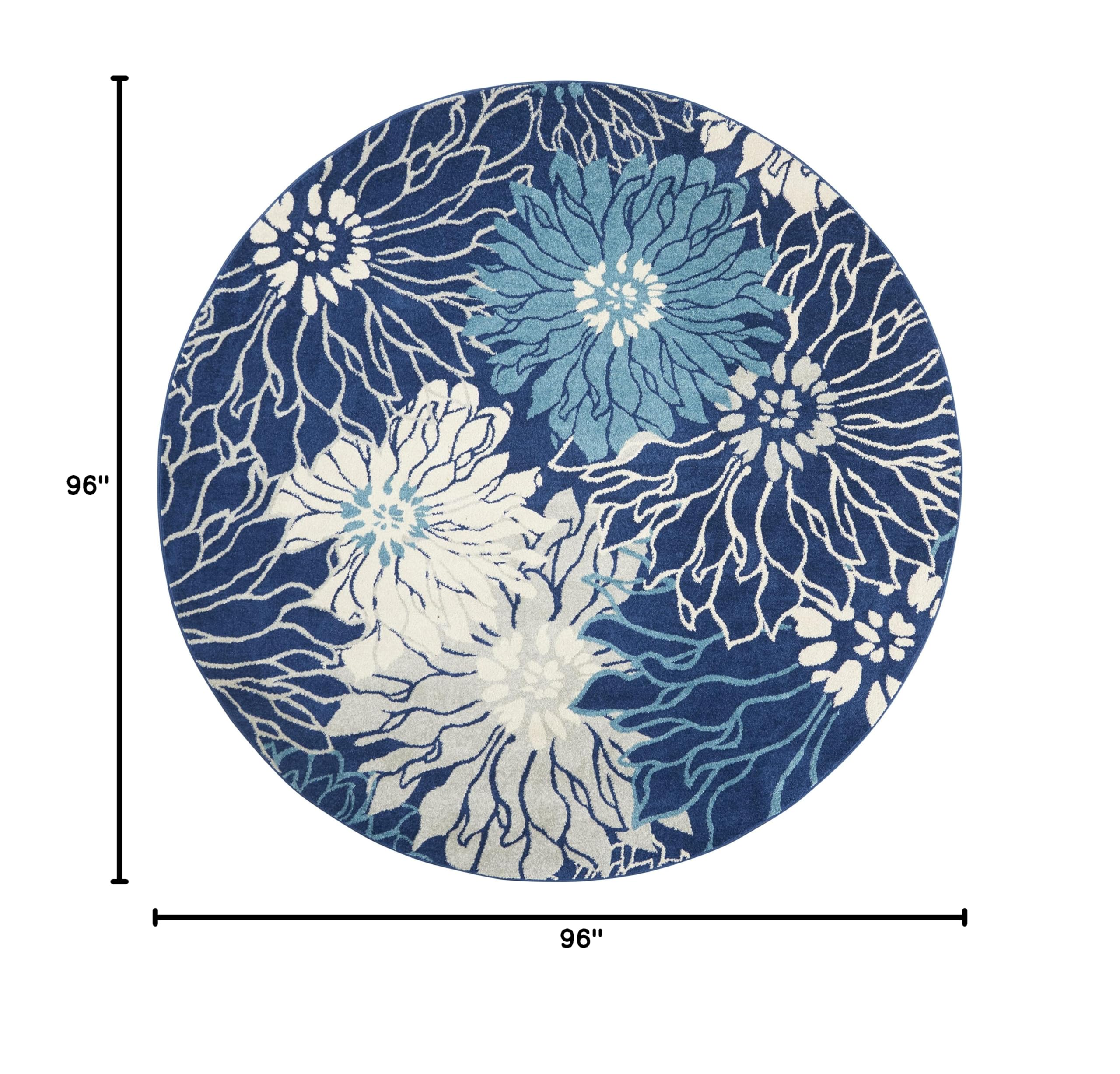 Nourison Passion 8' Round Area Rug - Navy & Ivory Modern Design - Perfect for Living Room, Bedroom, or Office Decor