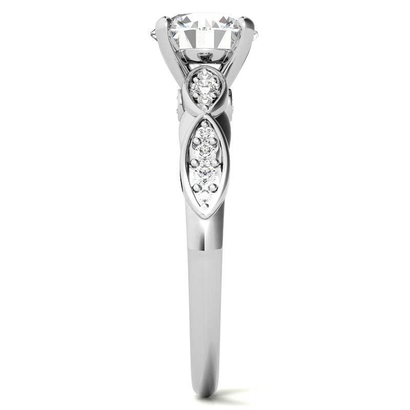 1.30 Carat Round Cut Moissanite Engagement Ring for Women, Wedding Band, Diamond Alternative Bridal Ring in Sterling Silver - Infinity Style 4 Prong Setting - Perfect for Proposals, Anniversaries & Romantic Gifts