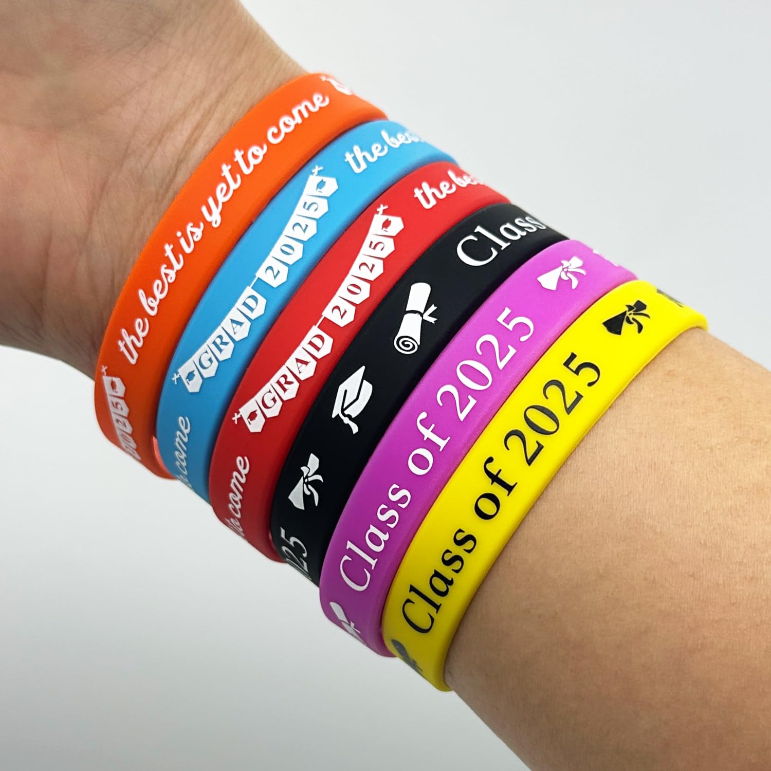 24 Pack Class of 2025 Graduation Rubber Bracelets - Bulk Silicone Wristbands for Graduation Party Favors, Student & Teacher Gifts, Goodie Bag Fillers - Perfect for High School & College Graduation Celebrations