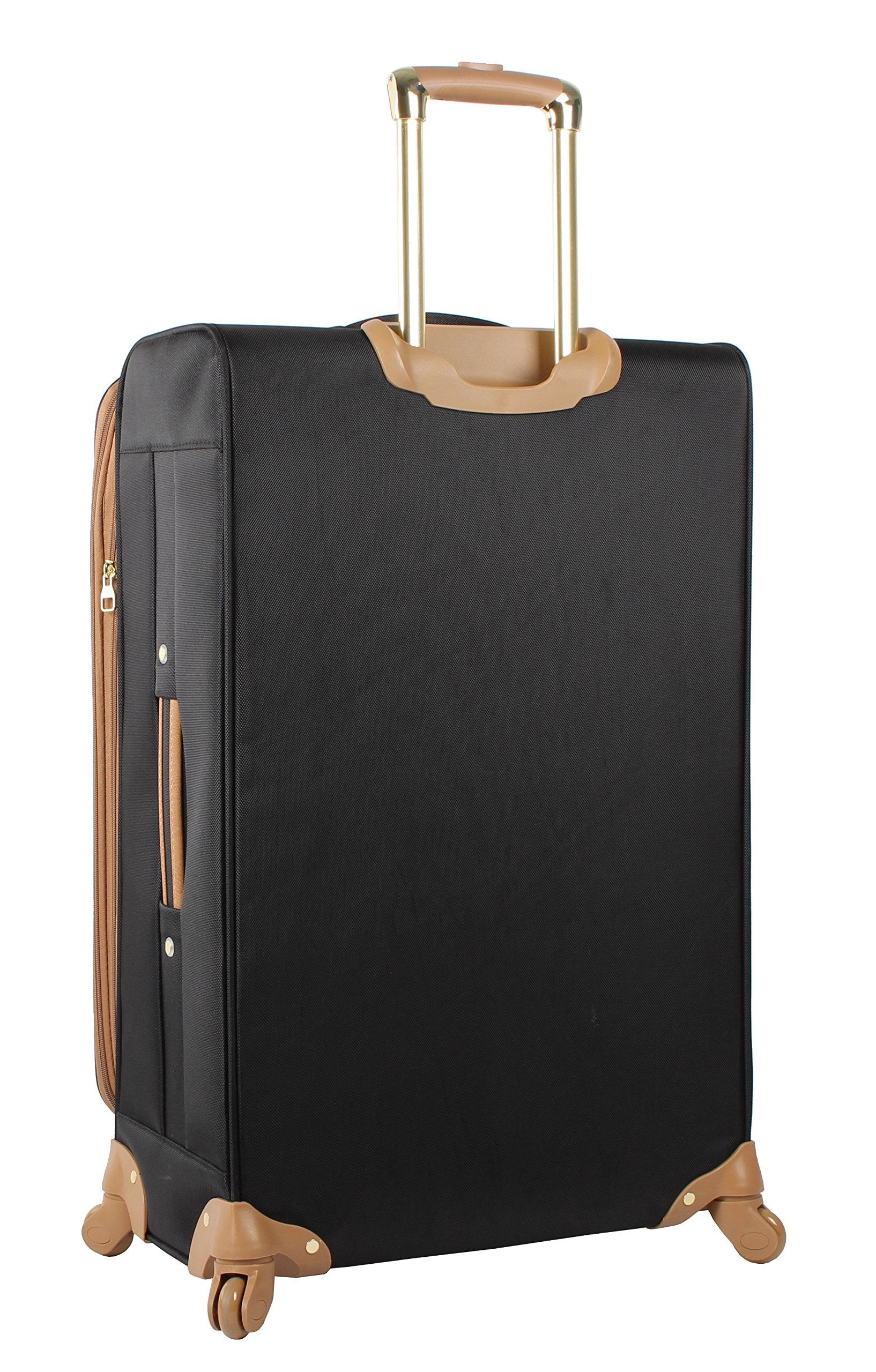Steve Madden Designer 28 Inch Expandable Softside Suitcase - Lightweight Checked Luggage with Spinner Wheels, Harlo Black - Perfect for International Travel & Business Trips