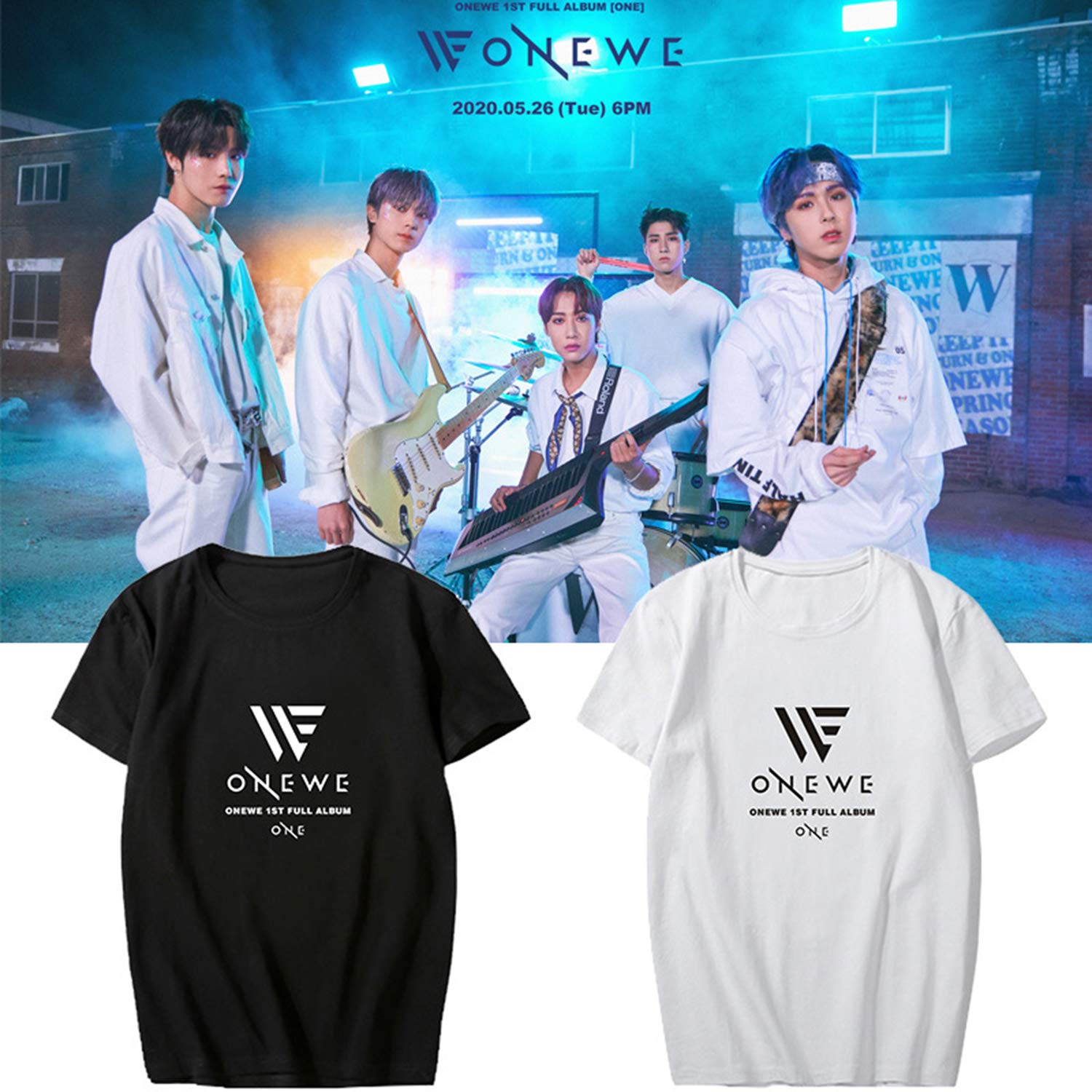 Xkpopfans Kpop ONEWE 1st Full Album ONE Support T-Shirt - Official Kpop Band Merch - Casual Cotton Tee for Concerts & Fan Meetings
