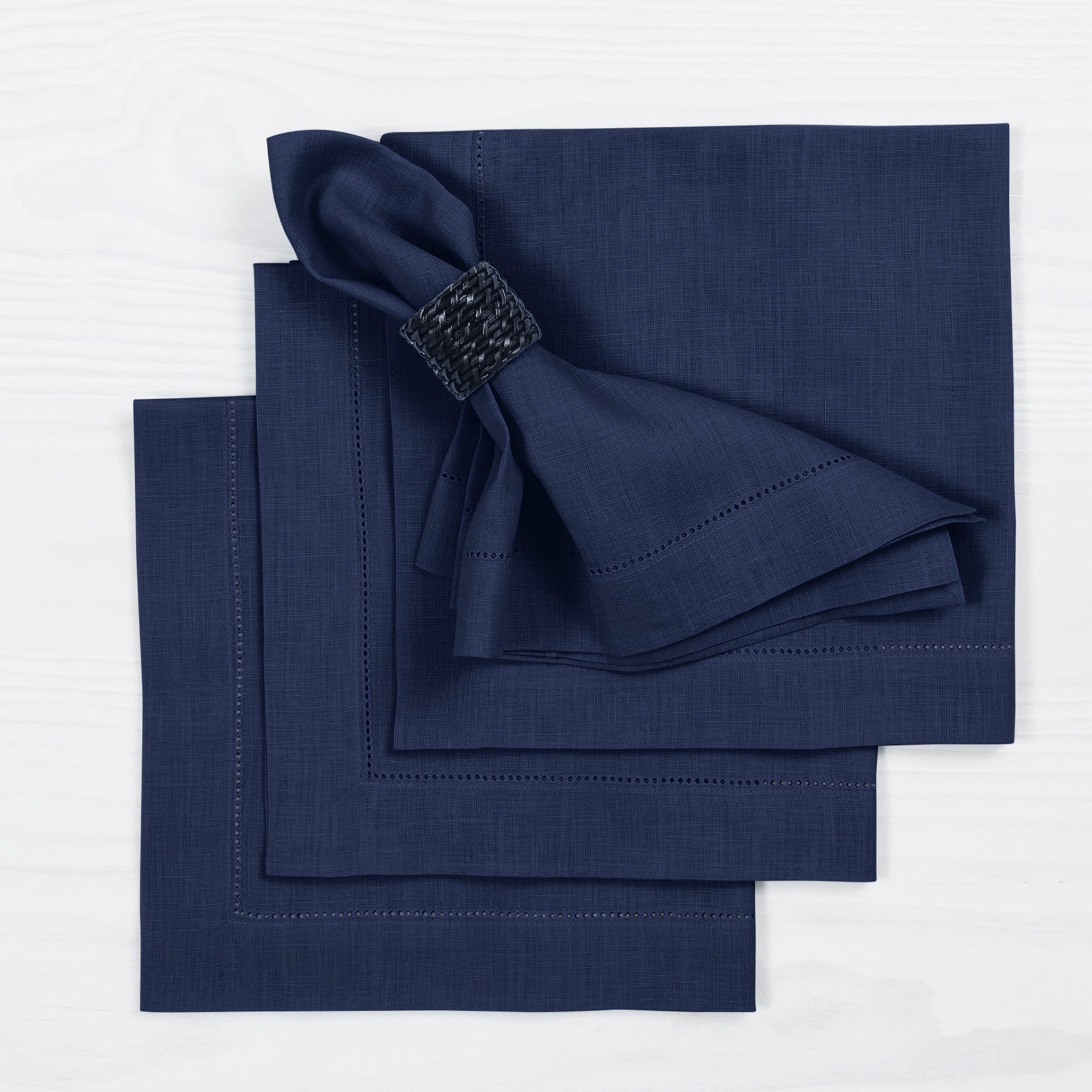Premium Classic Hemstitch Napkins - 100% Cotton Linen Dinner Napkins for Formal Dining, Weddings & Special Occasions