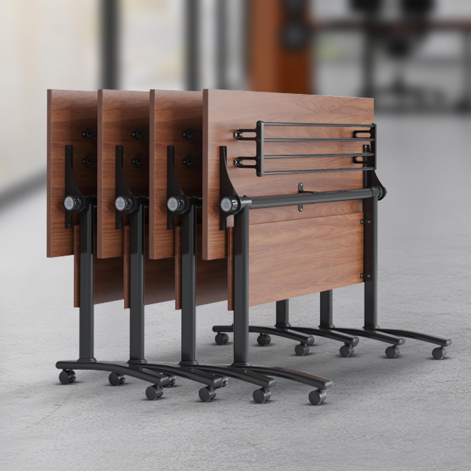 10-Person Large Conference Table - Solid Wood Meeting Table with Heavy Duty Metal Frame, 140x60x75cm (8-Pack) - Perfect for Boardrooms, Training Sessions, and Office Meetings