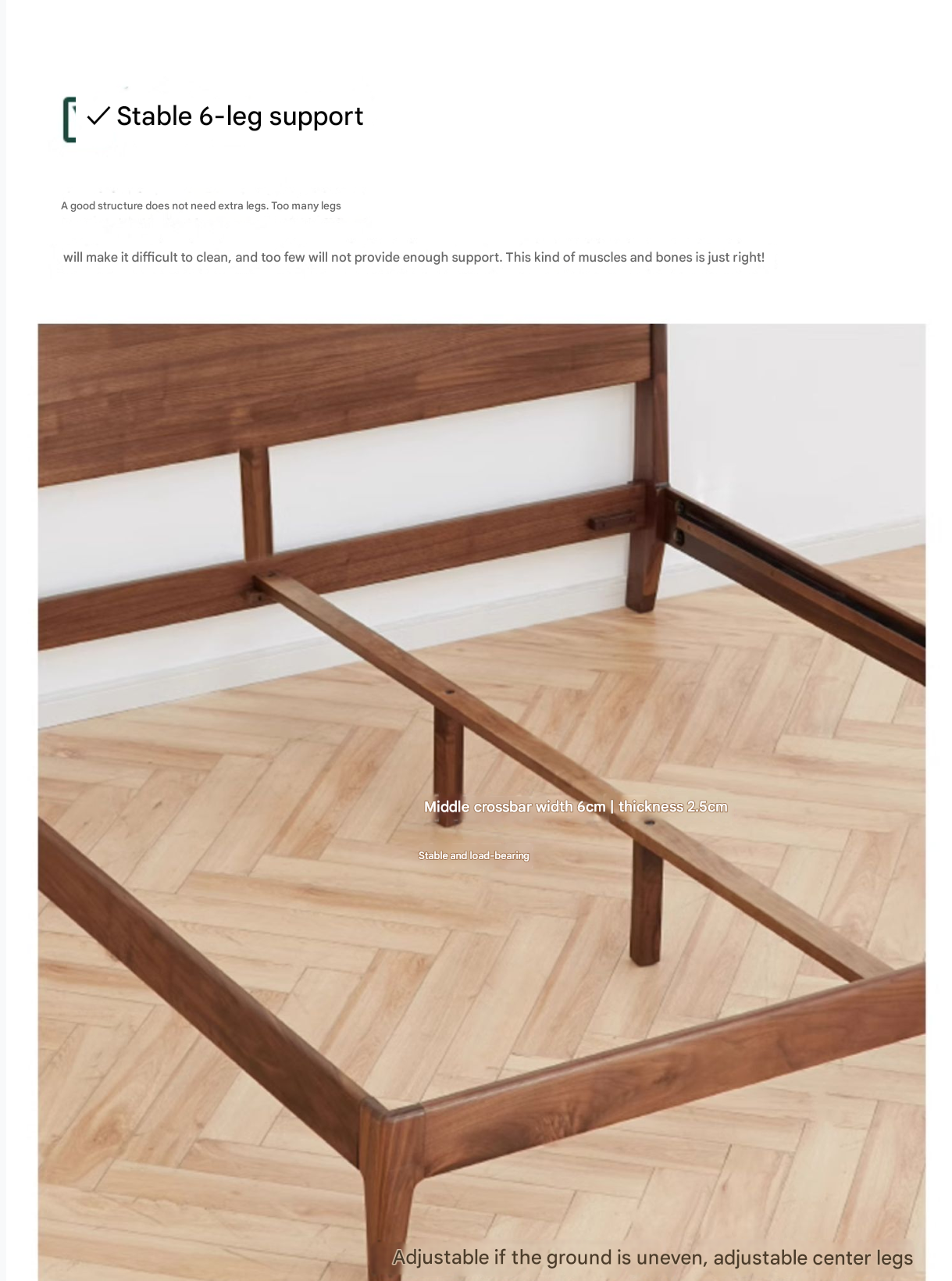 Premium Black Walnut Solid Wood Bed Frame - Queen Size, Natural Wood Grain, Sturdy & Durable - Perfect for Master Bedroom, Guest Room & Modern Farmhouse Decor