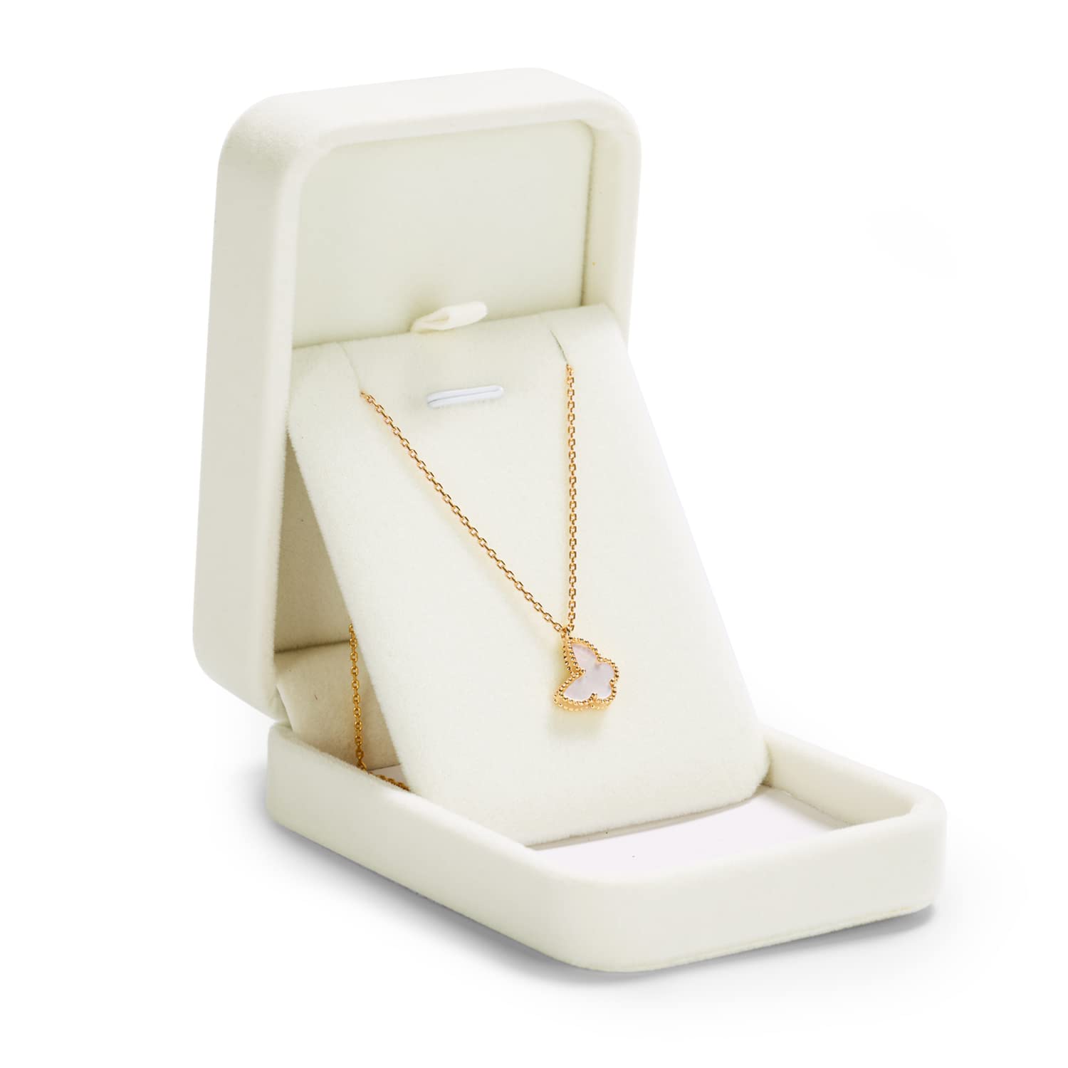 Oirlv Velvet Jewelry Box - White Velvet Pendant Storage Case for Necklaces, Rings & Earrings - Elegant Gift Packaging & Jewelry Showcase for Weddings, Birthdays & Special Occasions