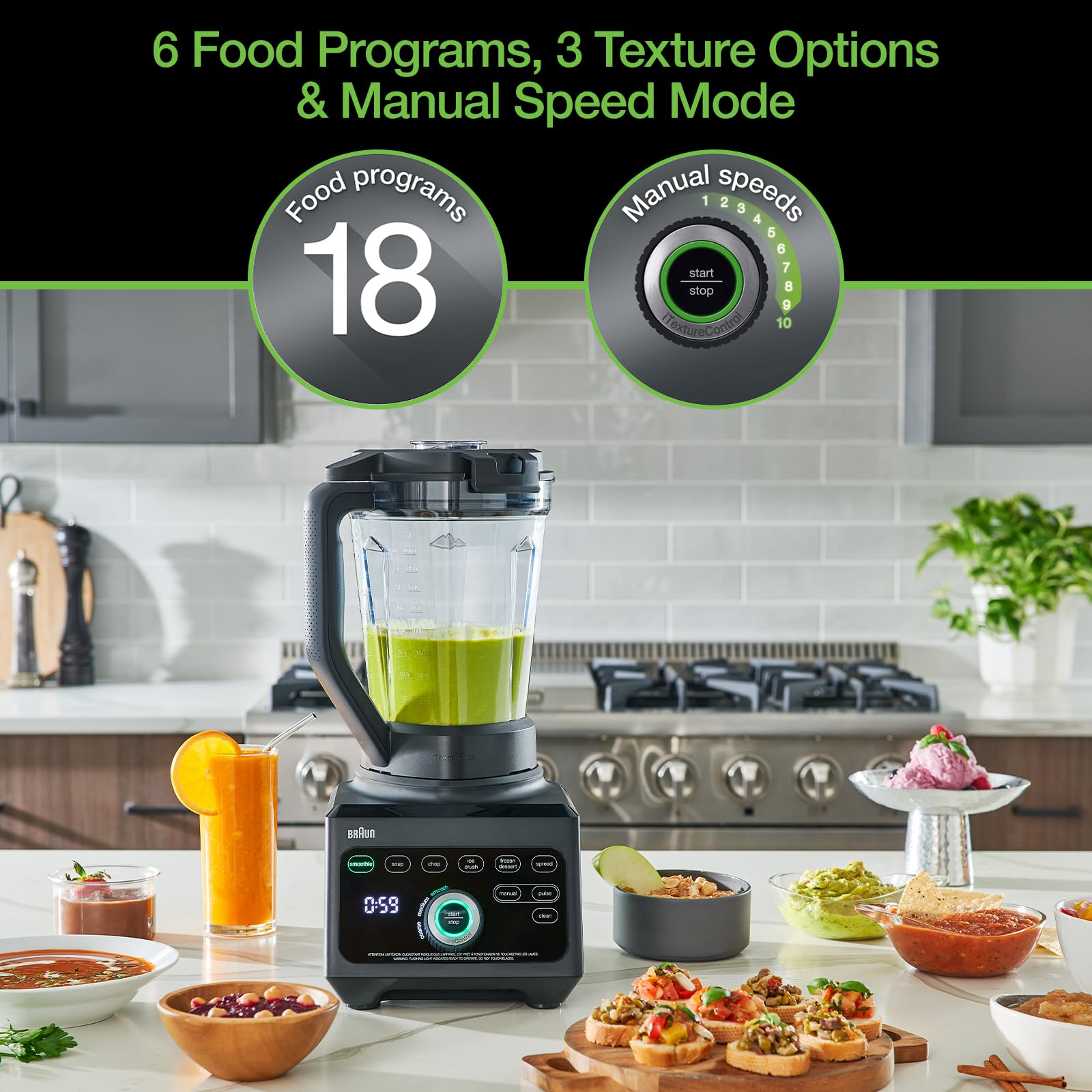 Braun JB9041BK TriForce Pro Power Blender with Smoothie2Go - High-Speed Blender for Smoothies, Juices & Food Prep - 1000W Motor, BPA-Free, Black - Perfect for Kitchen, Gym & Healthy Lifestyle