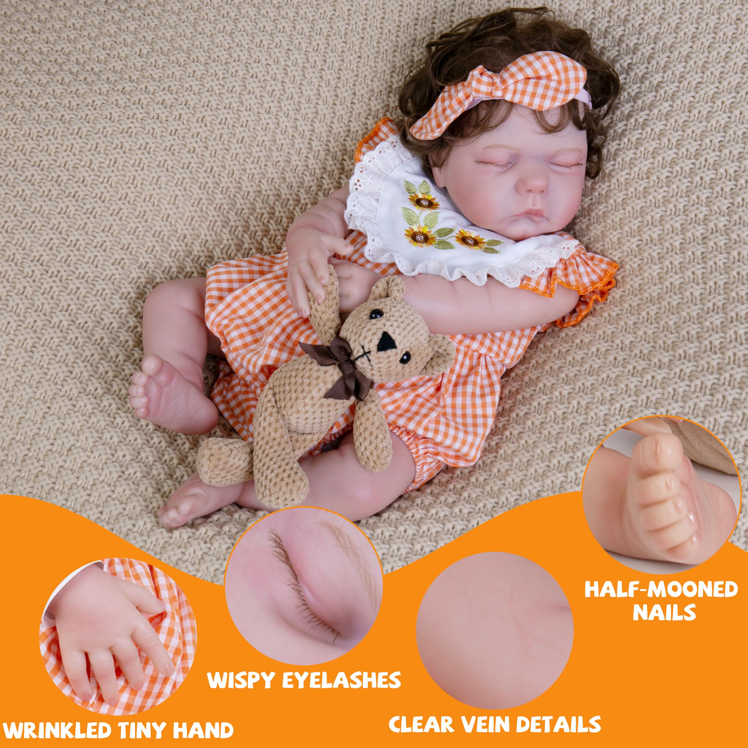 Milidool 20-Inch Realistic Reborn Baby Doll - Lifelike Poseable Newborn Girl Doll with Soft Cloth Body, Perfect Gift for Kids Age 3+ | Great for Role Play, Collecting, and Emotional Comfort